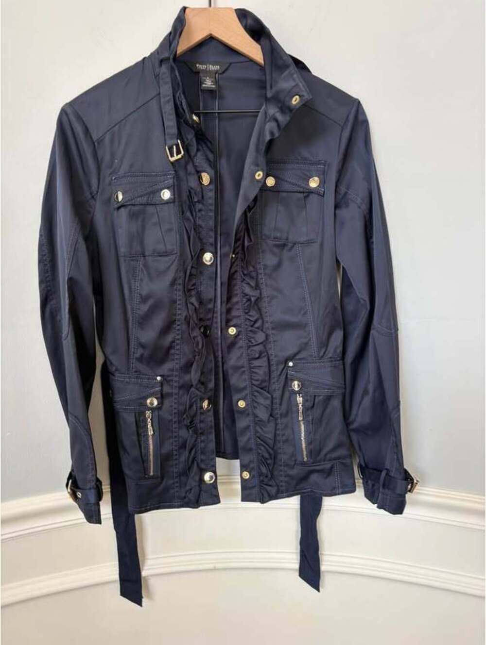 White House Black Market Ruffle Utility Jacket
